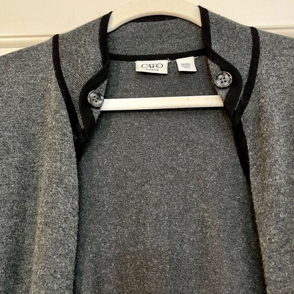 Cato Women Gray Cardigan Black Outline 14/16W - Picture 3 of 10